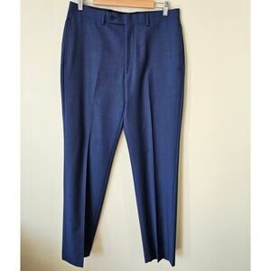 Calvin Klein Men's Wool Dress Pants 33x32 Slim Fit Blue Flat Front Office